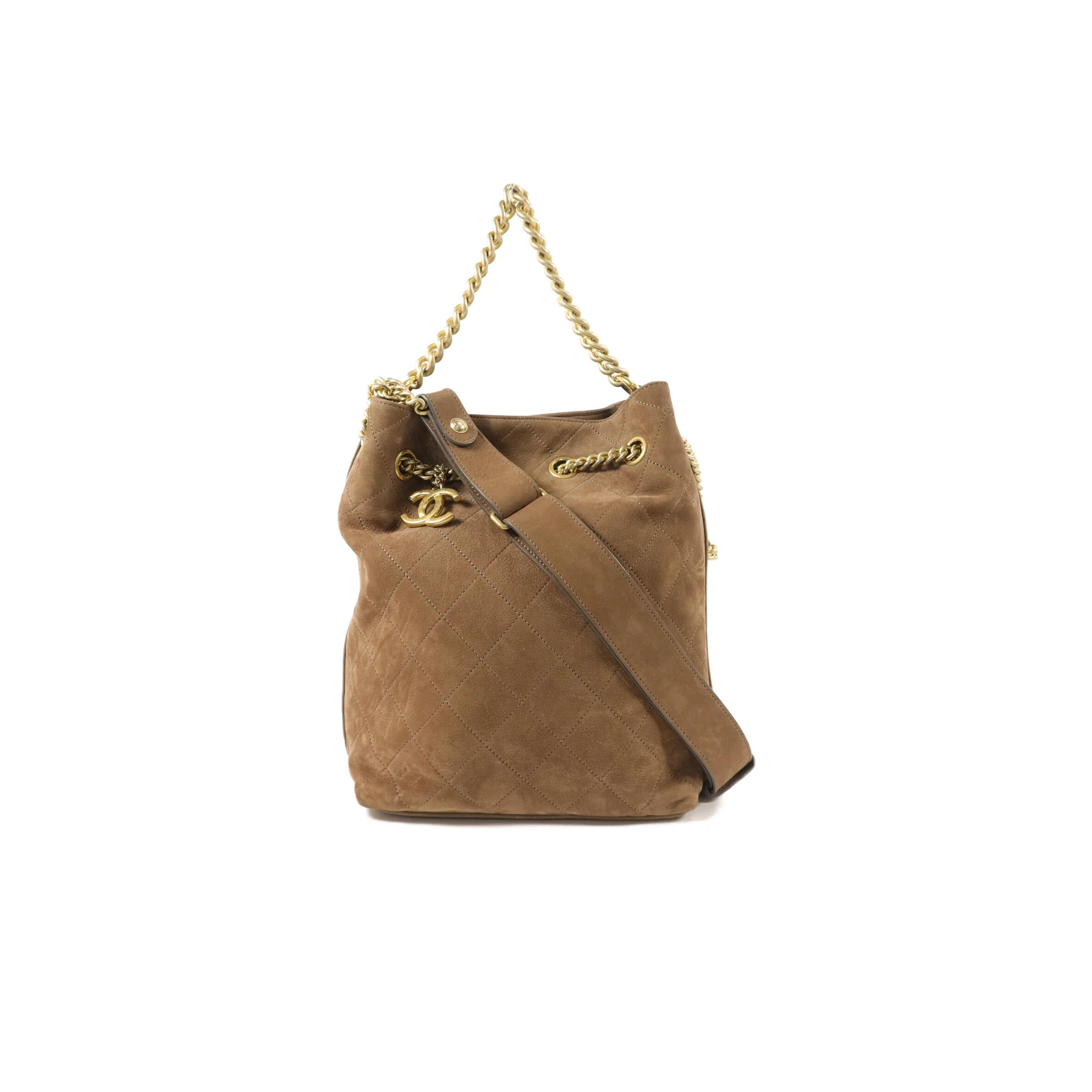 CHANEL SUEDE LEATHER 2-WAY SHOULDER BAG (27*20*14cm)